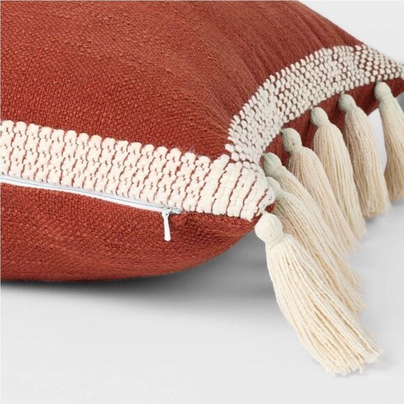 Threshold Studio McGee Woven Frame Square Throw Pillow with Side Tassels - Picture 3 of 6